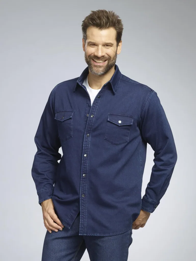 Denim shirt, color denim blue, size M