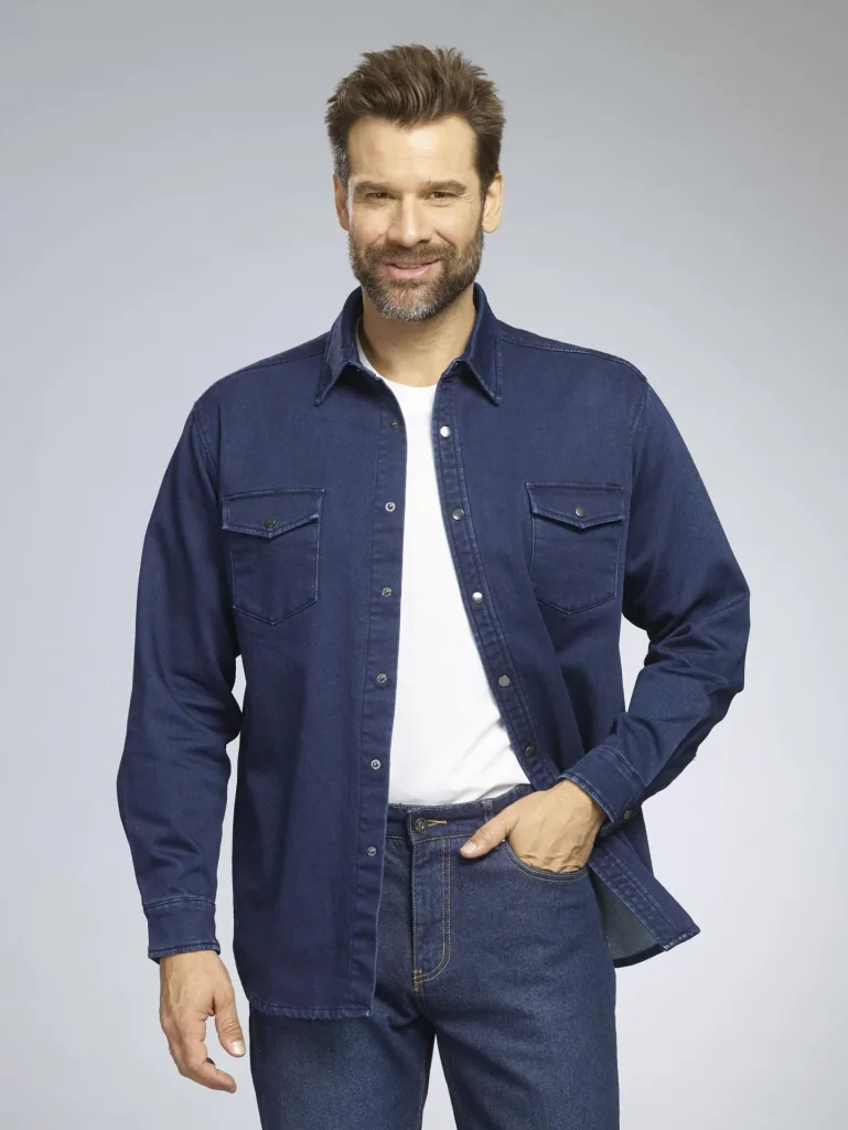 Denim shirt, color denim blue, size M