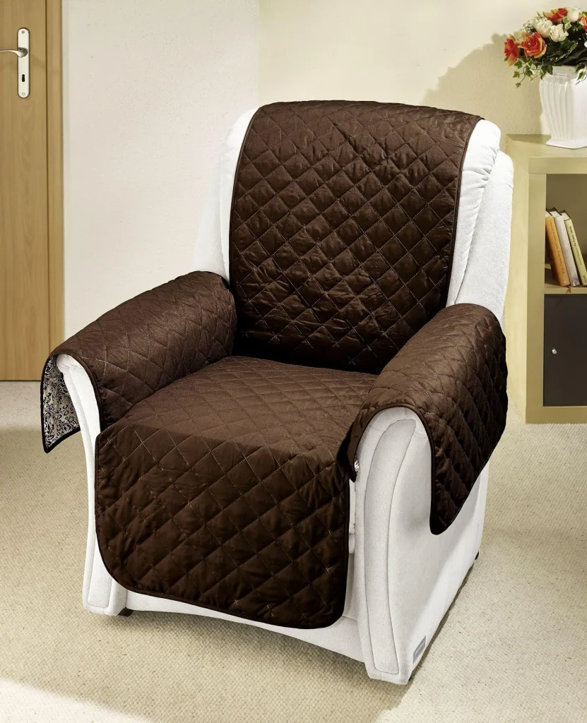 Reversible armchair protector, slipcover, brown
