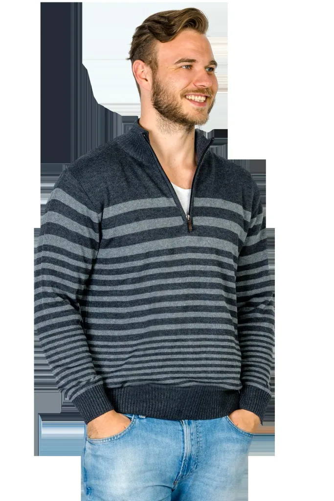 Sweater, color gray with block stripes, size XL