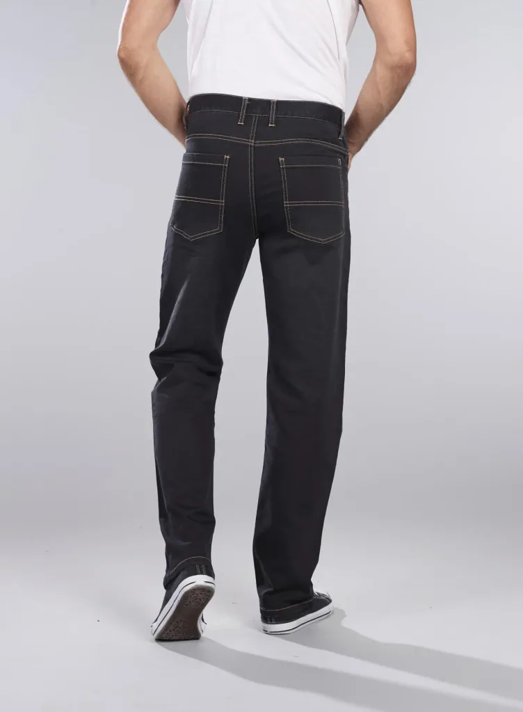Stretch denim jogging pants, black, size 58