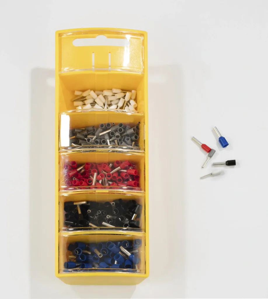 Wire end ferrules assortment in slide box yellow, 0.5-2.5mm², insulated