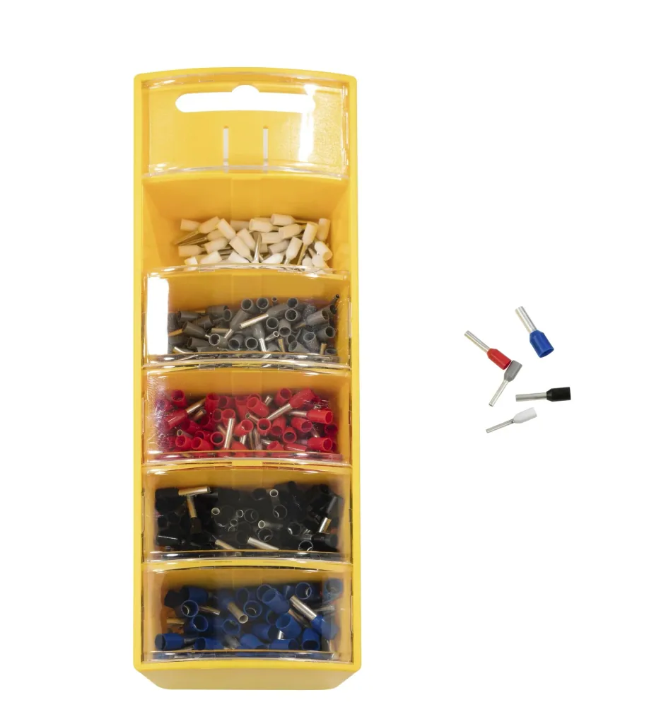 Wire end ferrules assortment in slide box yellow, 0.5-2.5mm², insulated