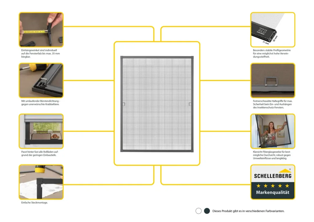 Insect screen window "PREMIUM", color anthracite, 140 x 150 cm