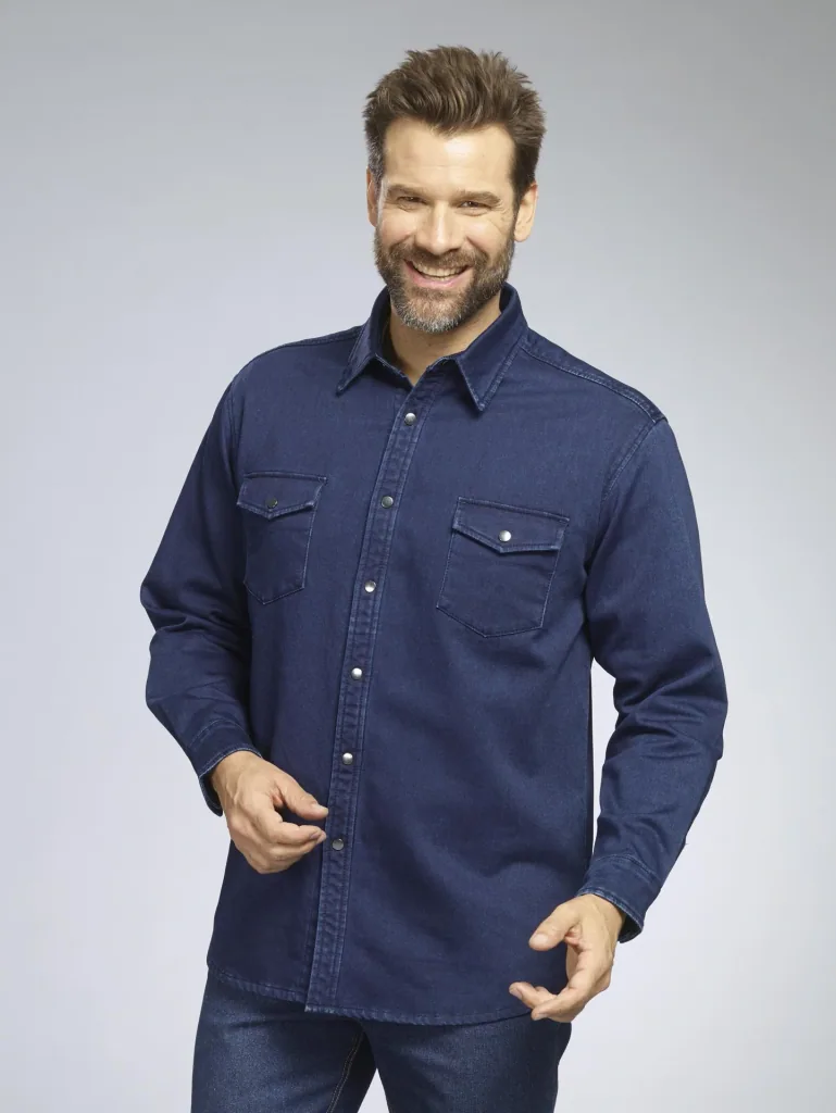 Denim shirt, color denim blue, size L