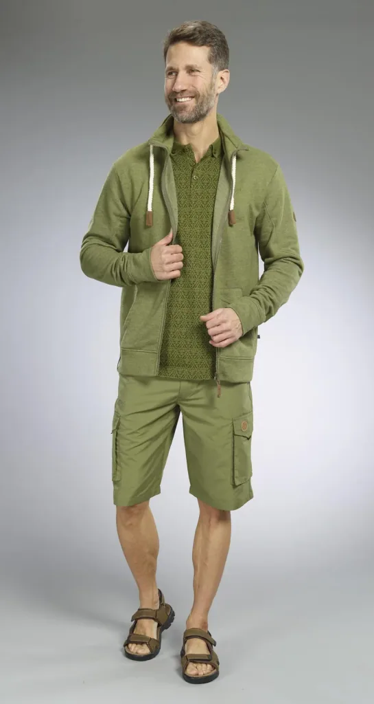 Patterned polo shirt, color olive, size M