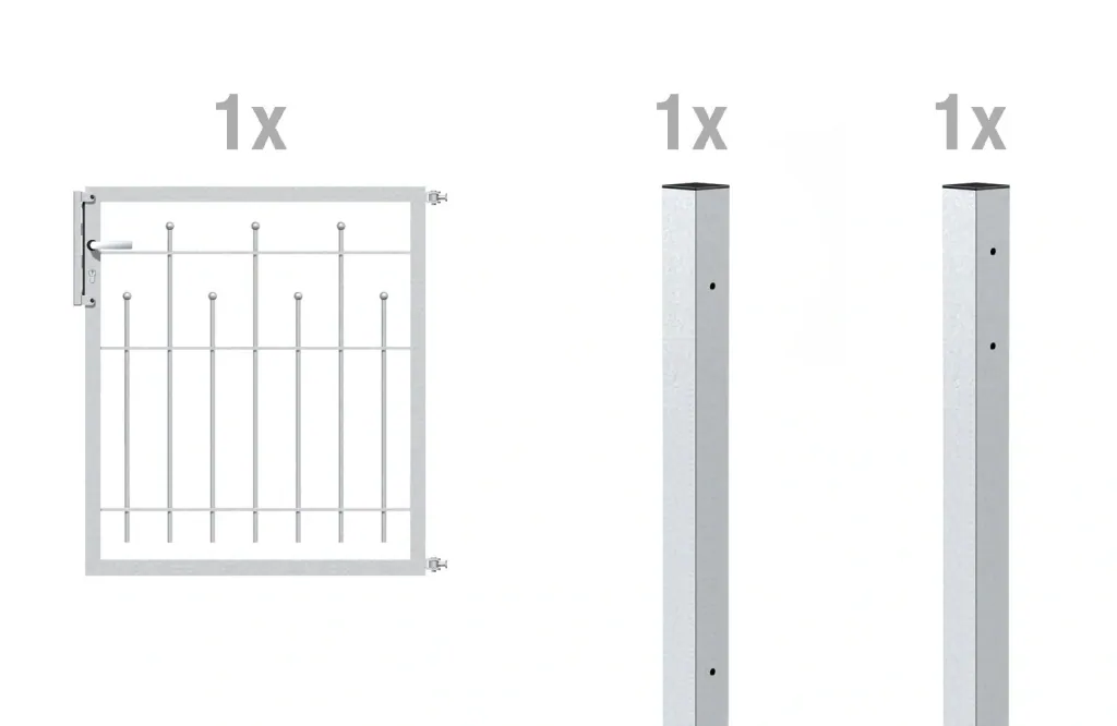 Single gate set Madrid, for setting in concrete, hot-dip galvanized, height 100 cm, width 1 m