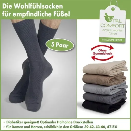 Comfortable socks, light assorted, size 47 - 50, 5 pairs