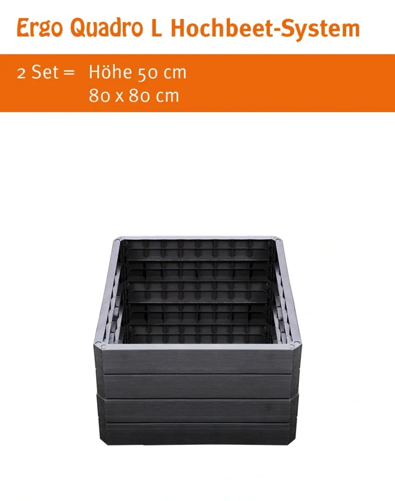 Ergo Quadro L raised bed system anthracite, height: 25 cm, 80 x 80 cm