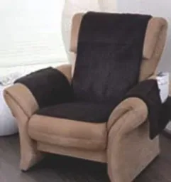 Armchair cover with armrests, pure new wool, brown