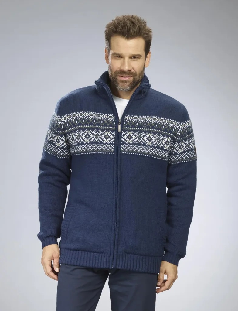 Cardigan with Berber fleece, color navy, size M