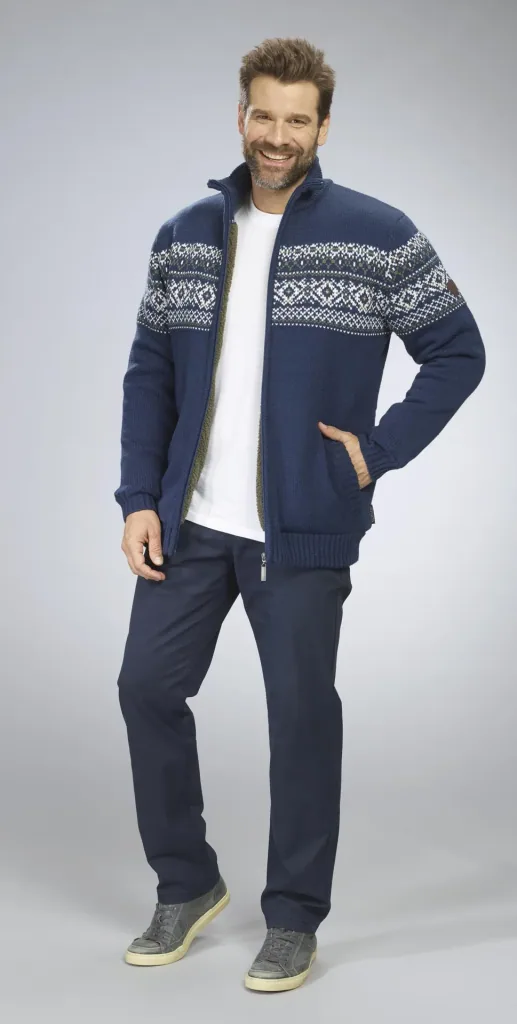 Cardigan with Berber fleece, color navy, size M