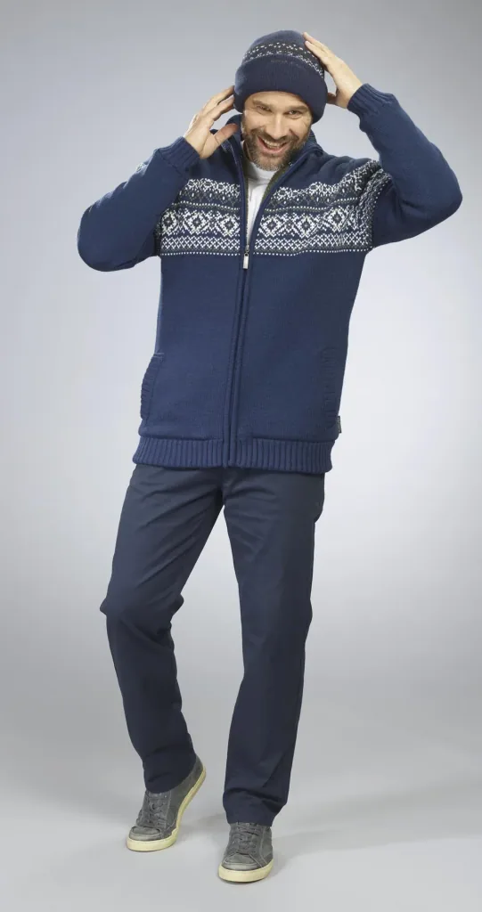 Cardigan with Berber fleece, color navy, size M