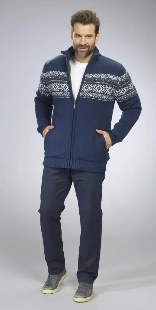 Cardigan with Berber fleece, color navy, size M