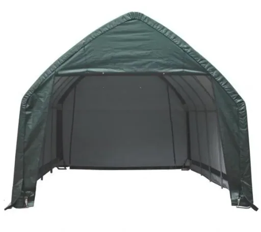 Foliekas 23,8 m², groen, 390×610 cm – Garage-in-a-Box, DuPont stalen frame, weerbestendig