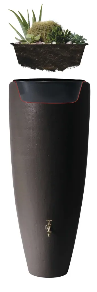 2 in 1 rain barrel, water container, 300 liters, mocha