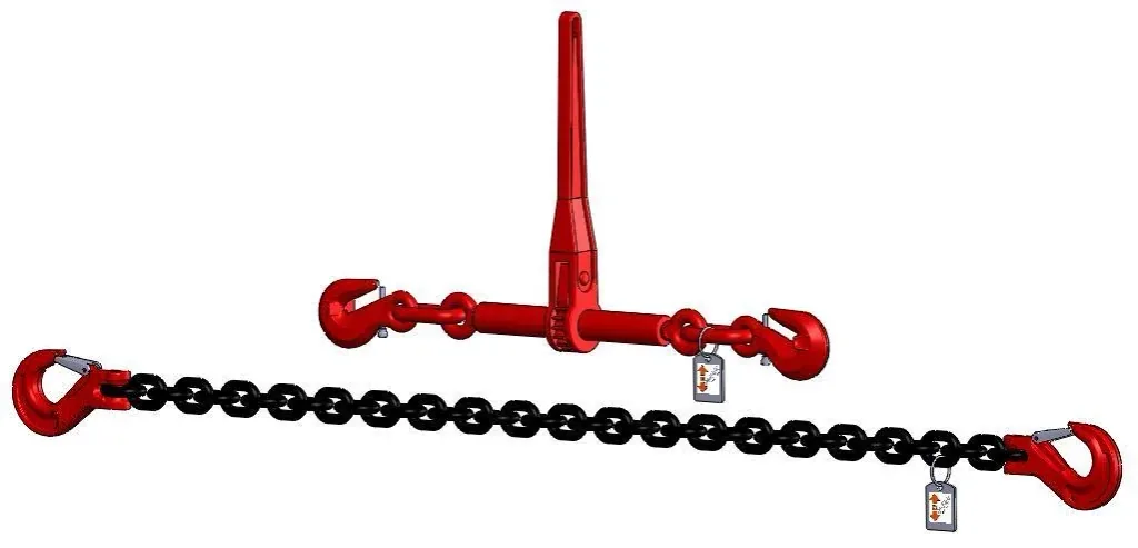 Lashing chain GK8, 2-part, 10 mm, permissible lashing force 6300 daN