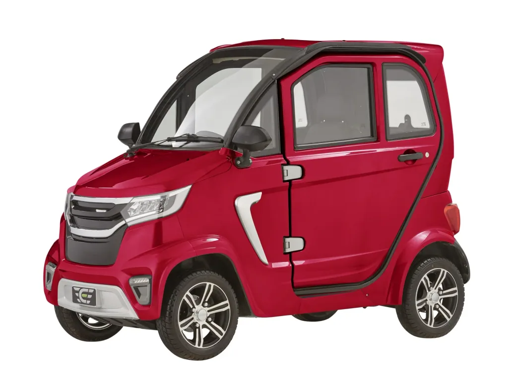 4-wheel electric cabin vehicle eLazzy Premium 45 km/h red, with free on-site instruction