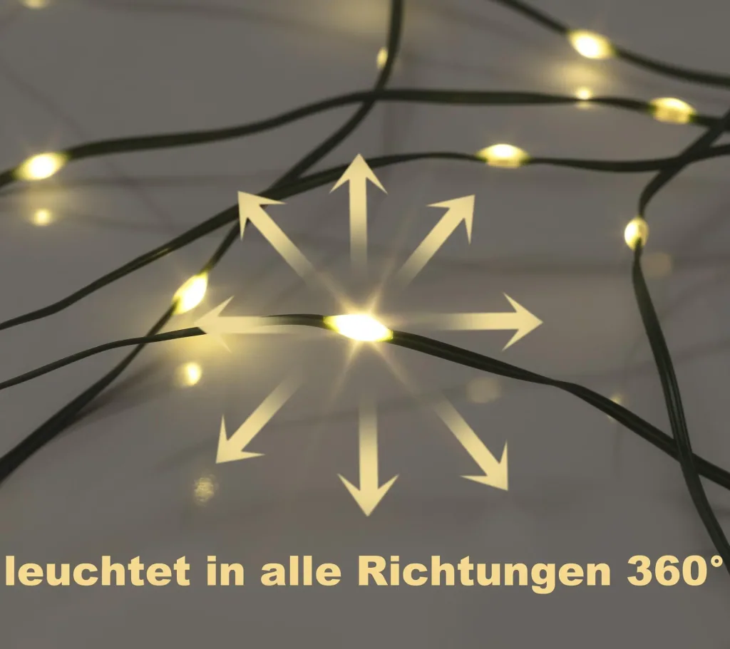 LED light chain with 100 warm white LEDs