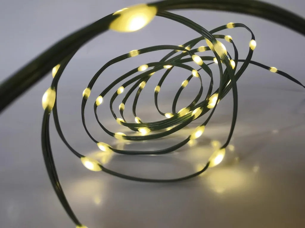 LED light chain with 100 warm white LEDs