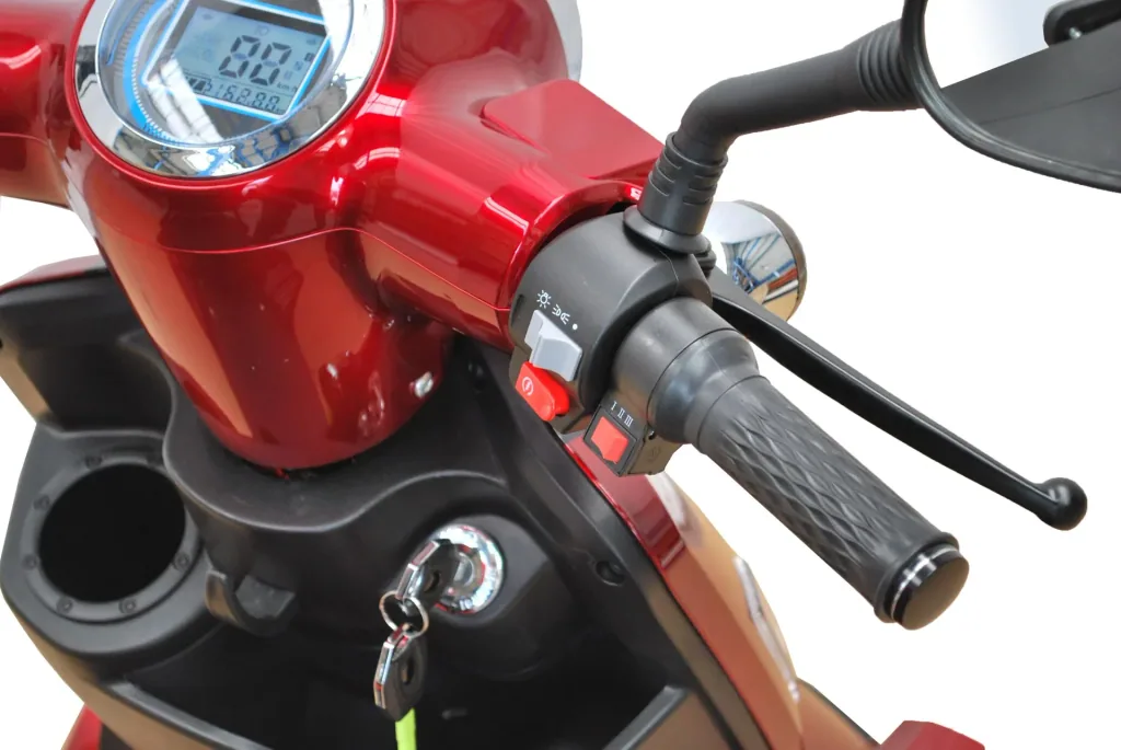 E-scooter red - 4 wheels - 25 km/h - senior mobile