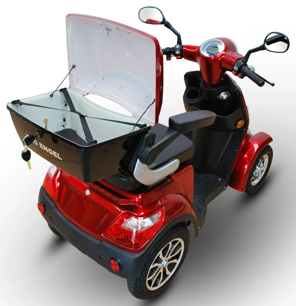 E-scooter red - 4 wheels - 25 km/h - senior mobile