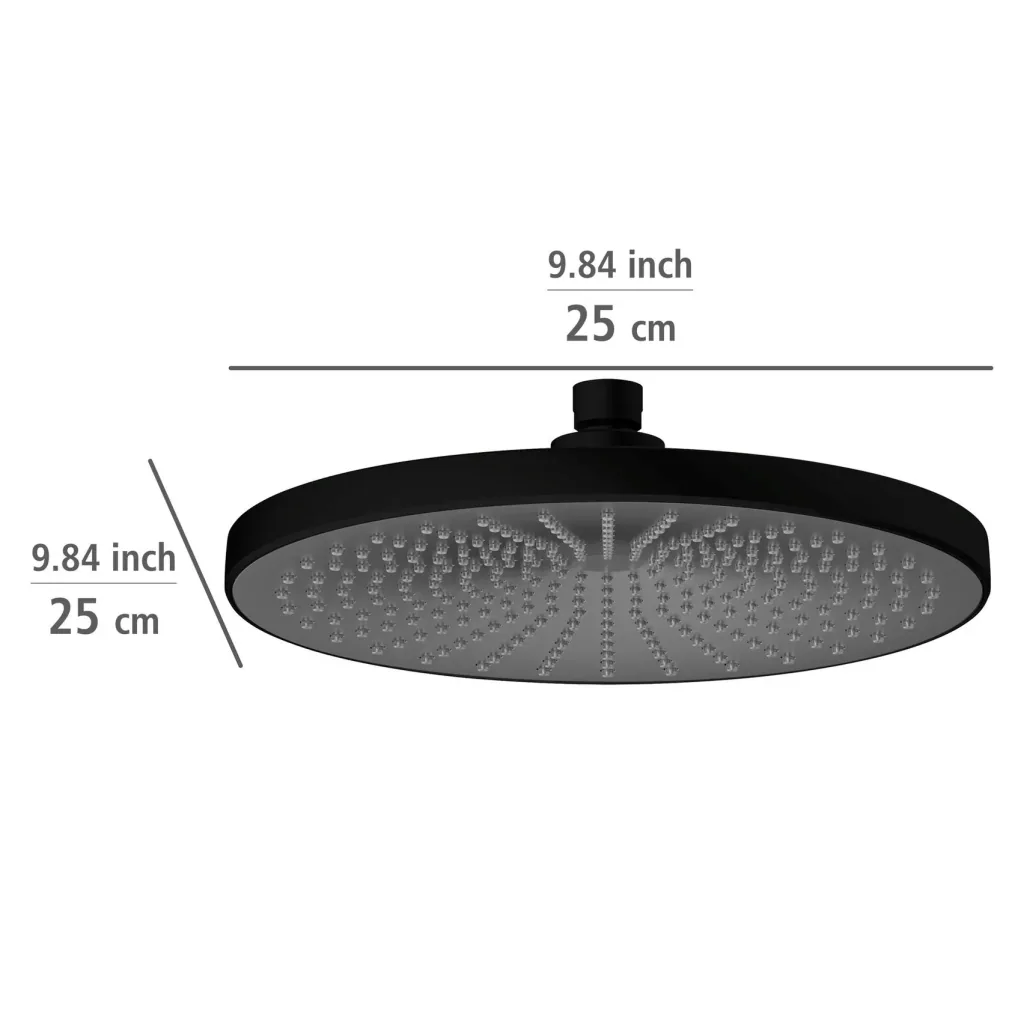 Rain shower head Ultimate Shower Black/Grey, Ø 25 cm