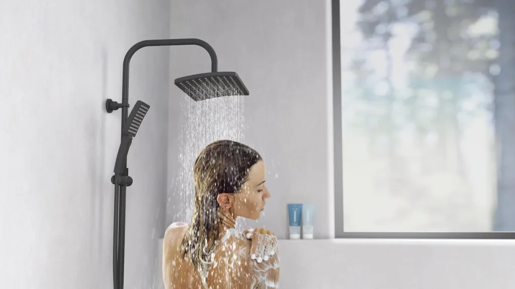Overhead shower set "Mallorca", matt black