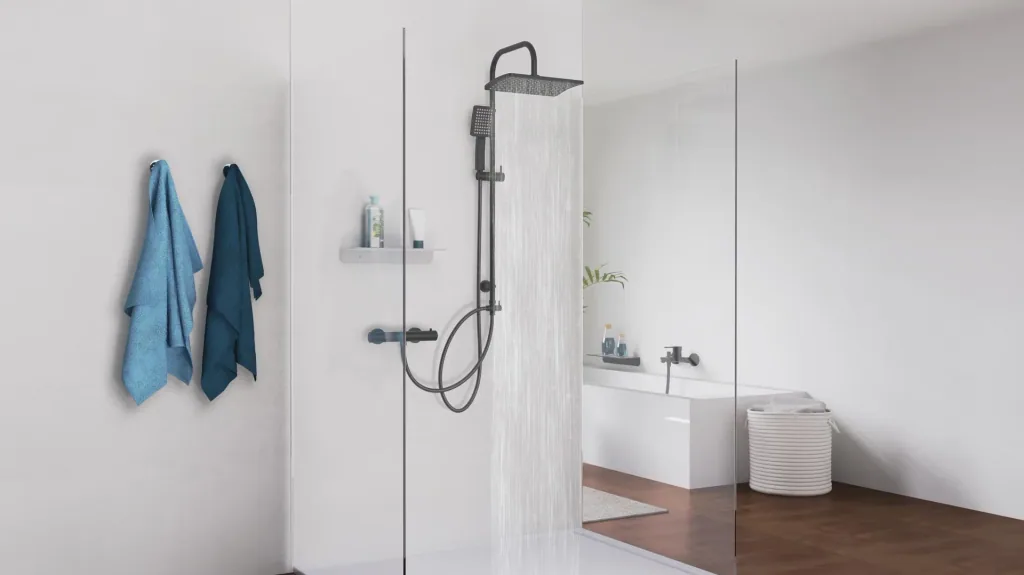 Overhead shower set "Mallorca", matt black