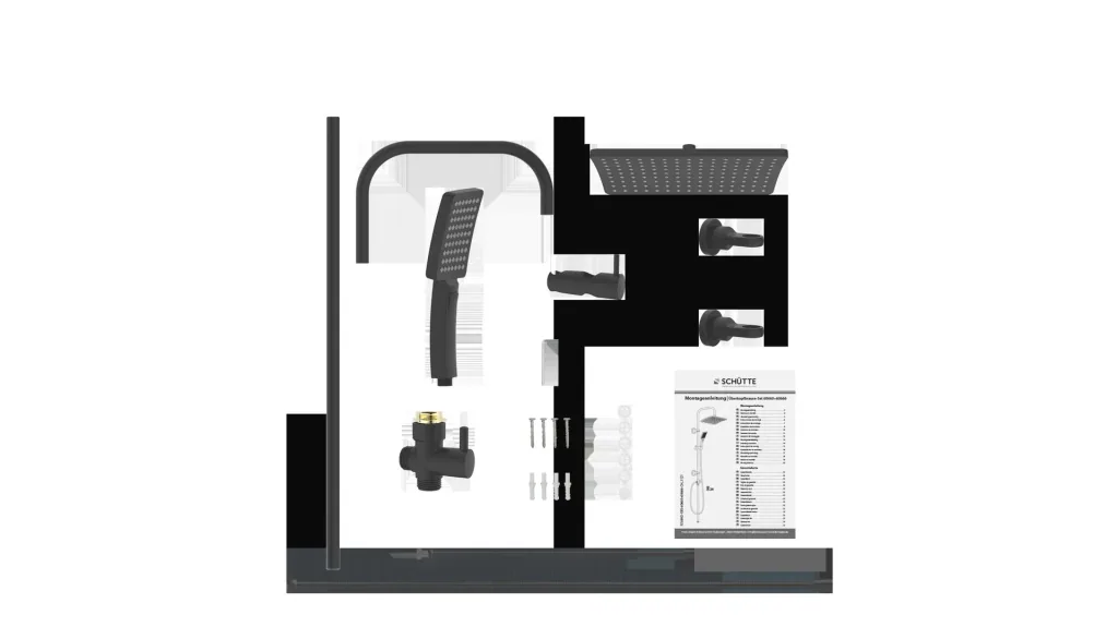 Overhead shower set "Mallorca", matt black