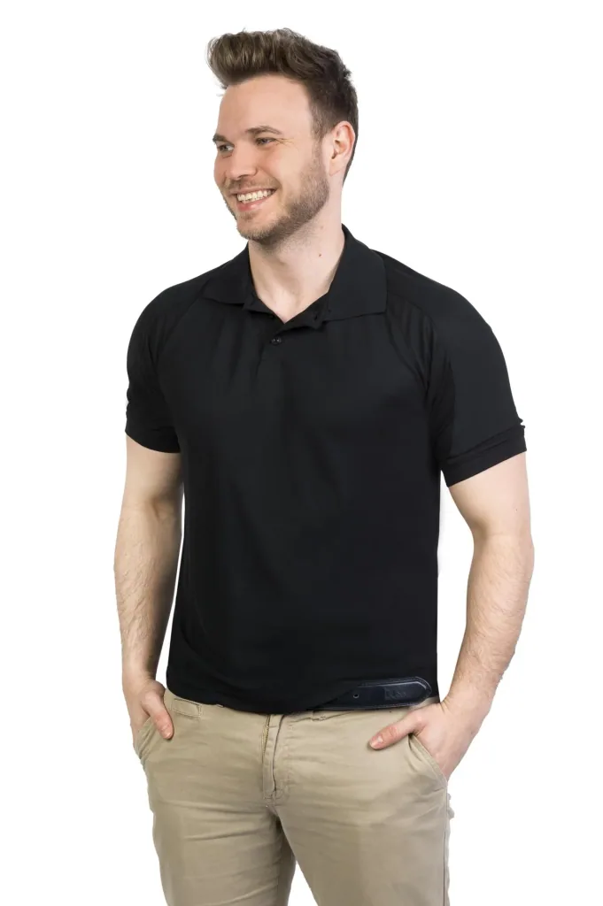 Functional polo shirt, color black, size M