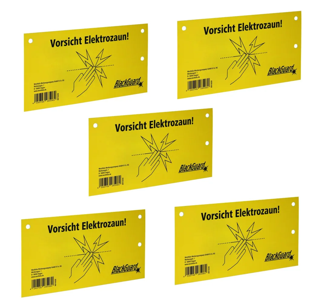 Warning sign hook - in DE/EN printed on both sides, set of 5
