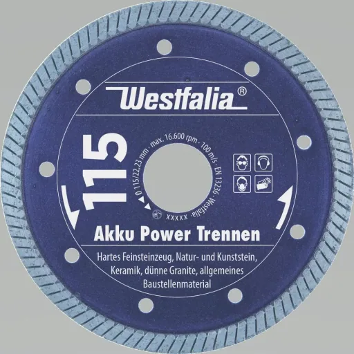 Diamond cutting disc battery power cutting, diameter 115 mm