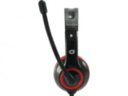 Headset USB 2m cable, microphone, remote control stereo red