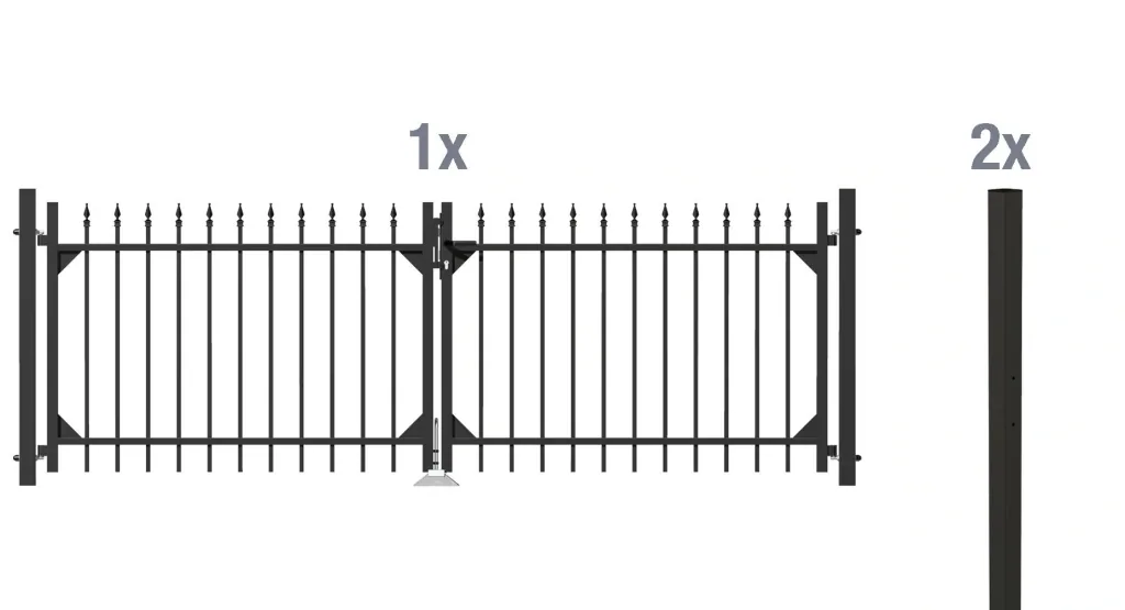 Double gate set Chaussee including posts 3 x 1.2 m black matt