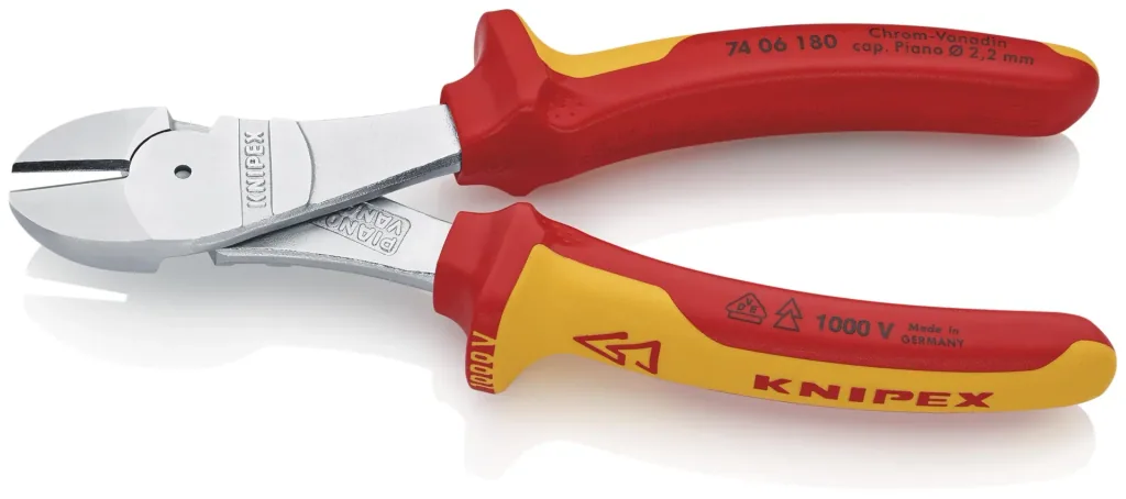 Heavy-duty side cutters insulated with multi-component grips 180 mm