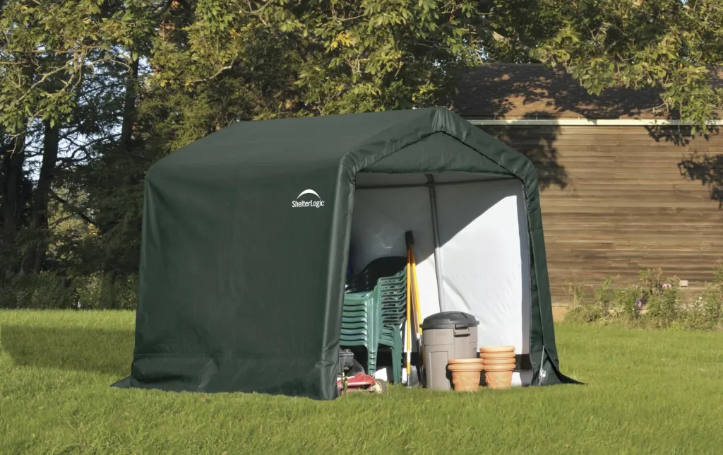 Foliekas voor gereedschap 5,76 m², groen, 240×240 cm – versterkte achterwand, DuPont stalen frame, weerbestendig