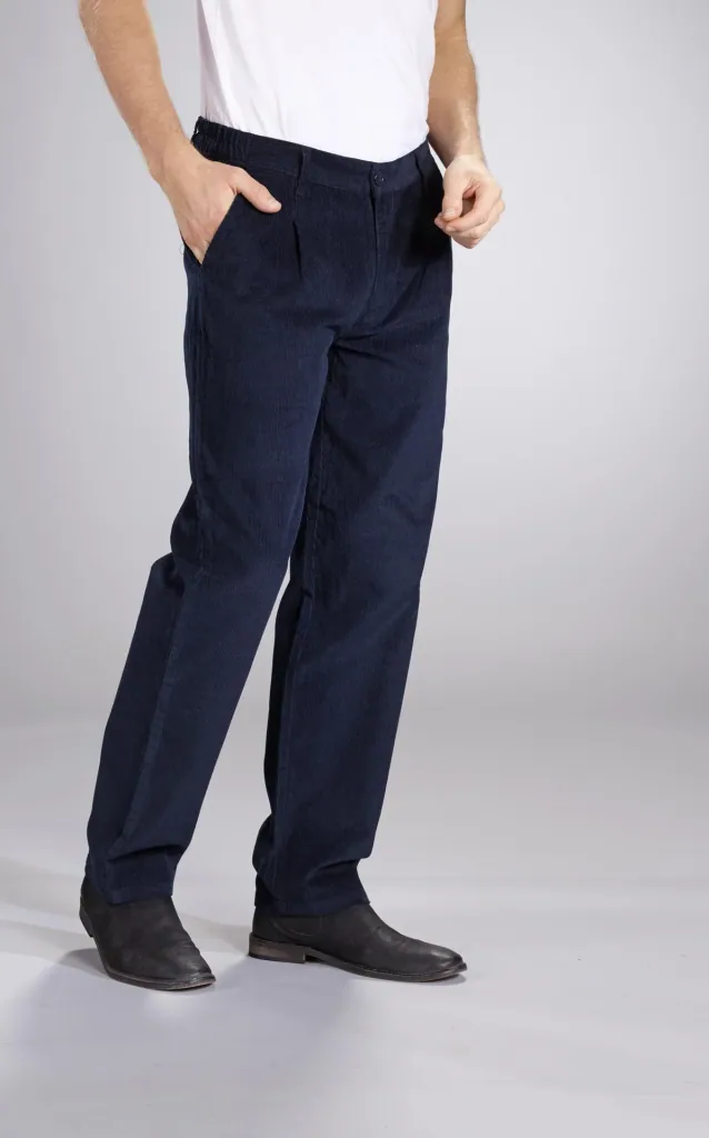 Corduroy trousers, navy, size 48