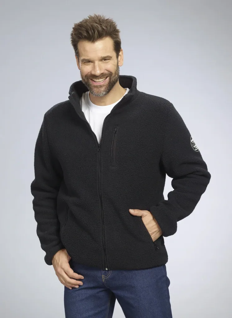 Berber fleece jacket, color black, size M