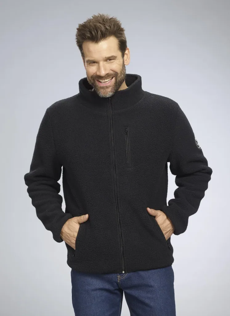 Berber fleece jacket, color black, size M