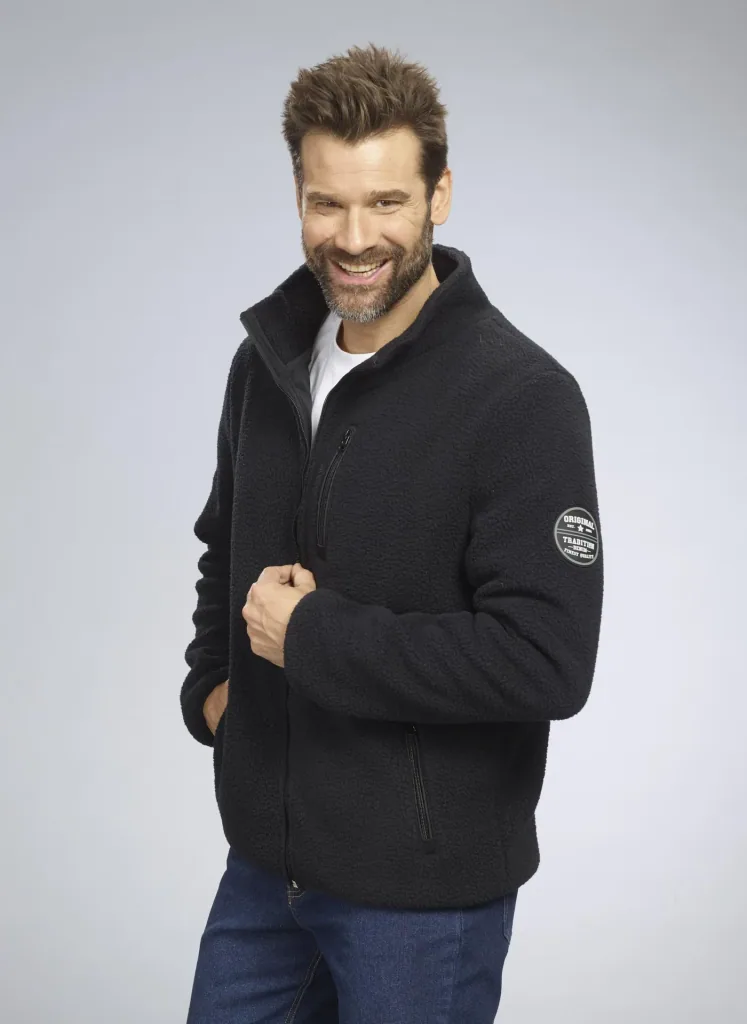 Berber fleece jacket, color black, size M
