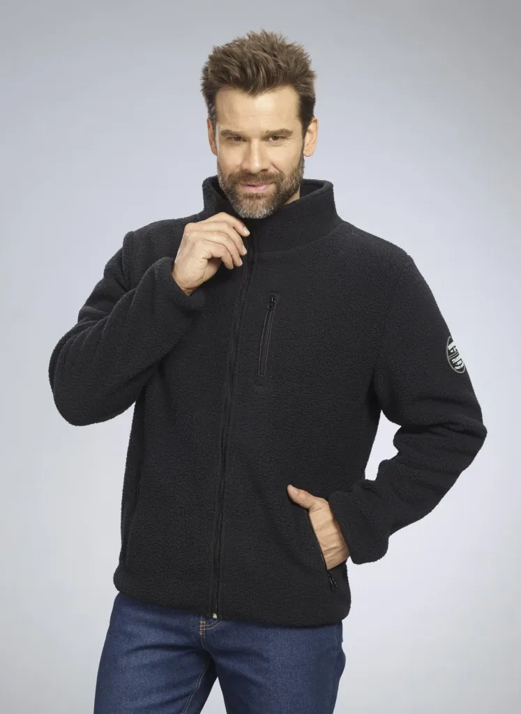 Berber fleece jacket, color black, size M