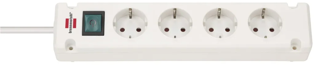 Power strip with 90° arrangement, 4-way in white