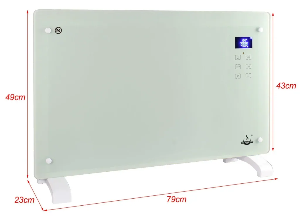 Glass convector, white, 2000 W