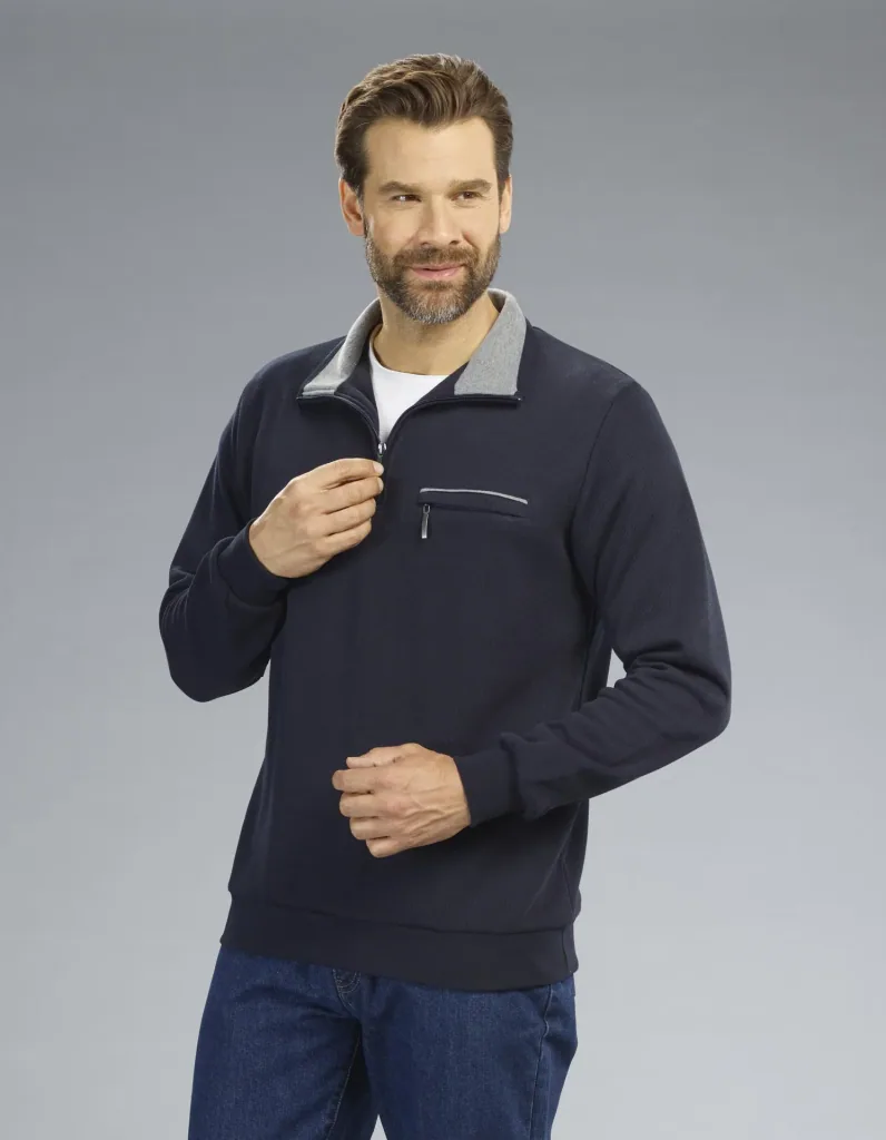 Sweatshirt with zipper, color navy, size 2XL