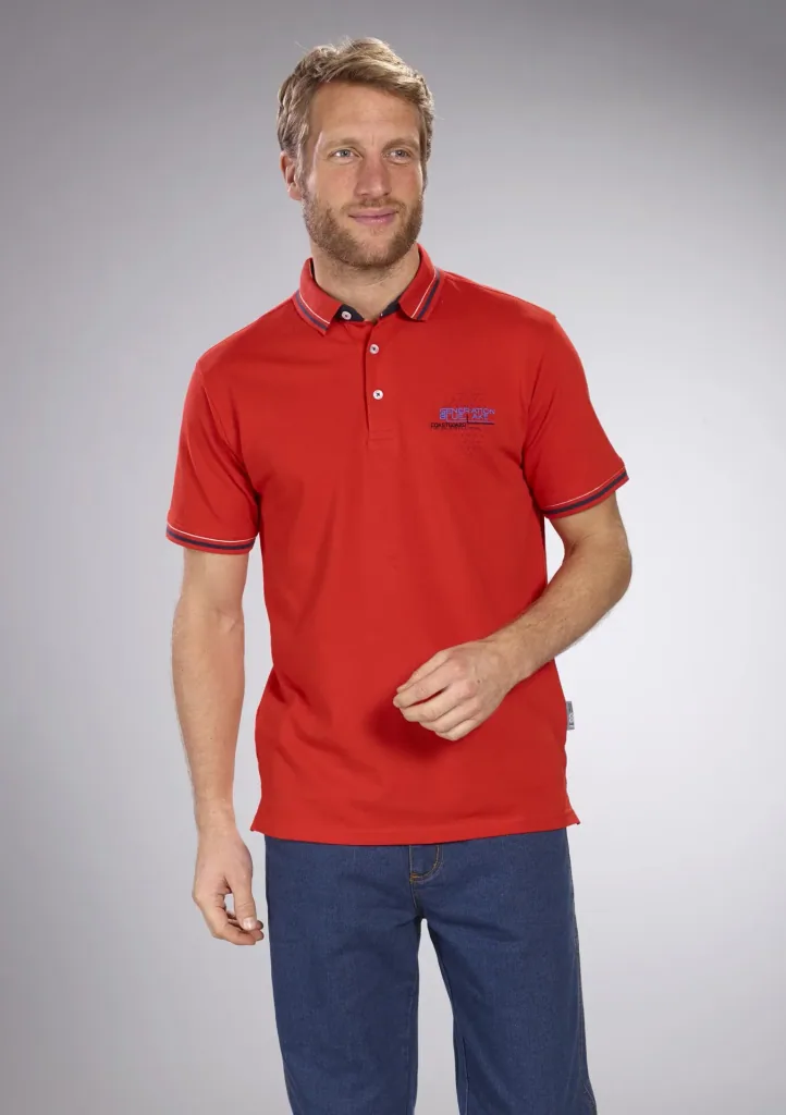 Pique polo shirt, red, size M