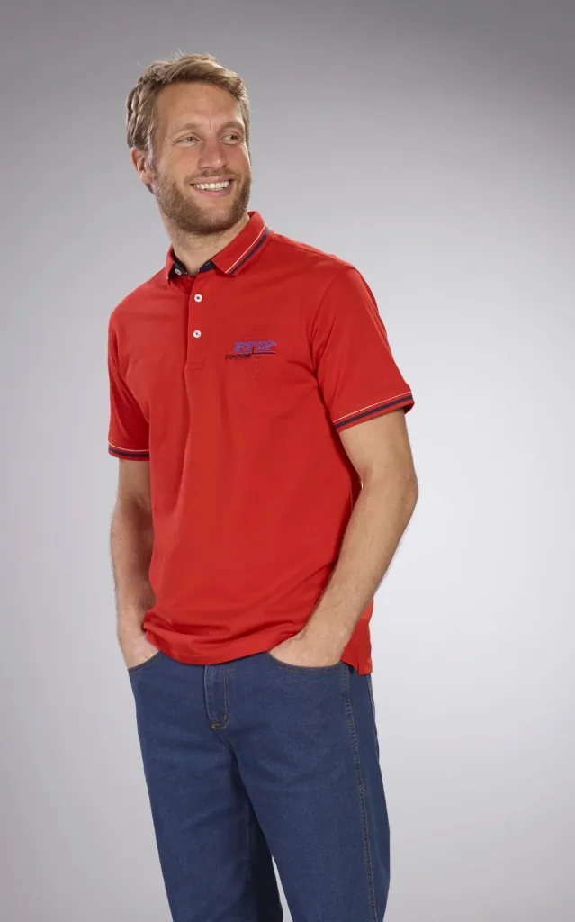 Pique polo shirt, red, size M