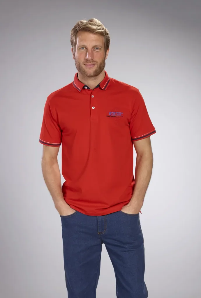 Pique polo shirt, red, size M