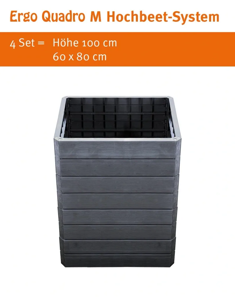 Ergo Quadro M raised bed system anthracite, height: 25 cm, 60 x 80 cm
