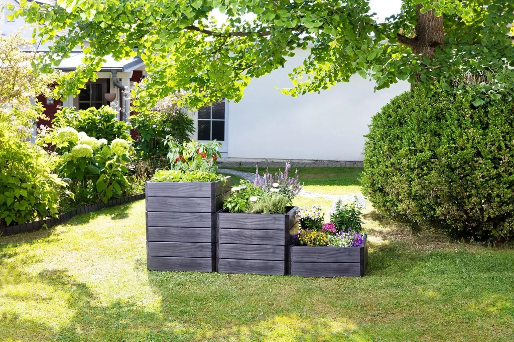 Ergo Quadro M raised bed system anthracite, height: 25 cm, 60 x 80 cm